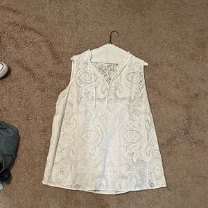 Liz Claiborne White Sleeveless Blouse- XL; sewn-in tank included